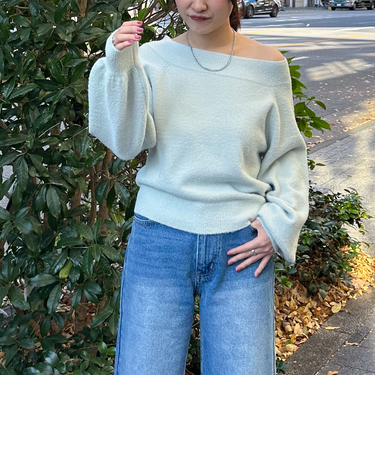 ラメマシュマロオフショルニットプルオーバー