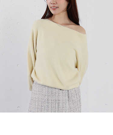 ラメマシュマロオフショルニットプルオーバー