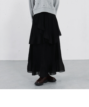 アシメシアーティアードプリーツスカート