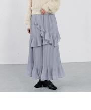 アシメシアーティアードプリーツスカート
