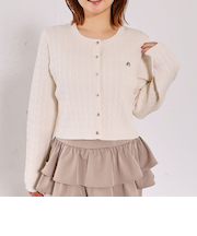 ロゴ刺繍ニットカーディガン