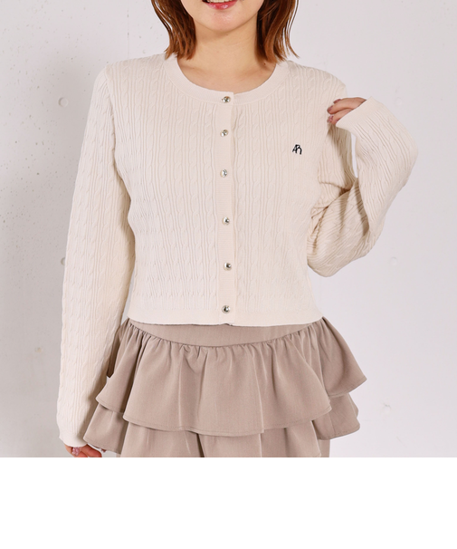 ロゴ刺繍ニットカーディガン