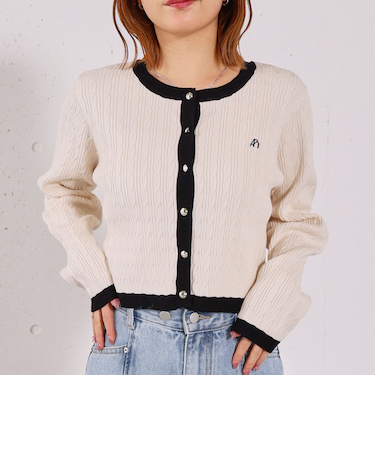 ロゴ刺繍ニットカーディガン