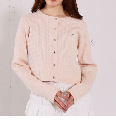 ロゴ刺繍ニットカーディガン