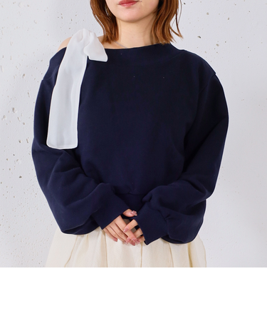 シフォンリボンワンショルスウェット