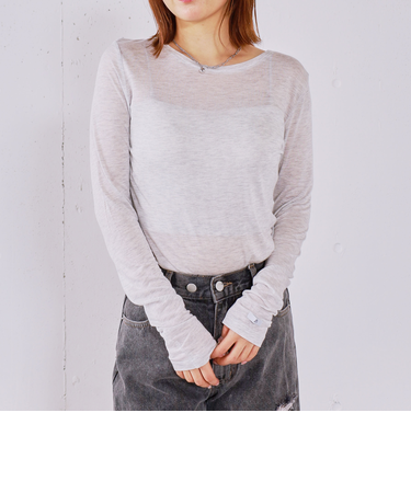 シアー天竺クルーネックトップス