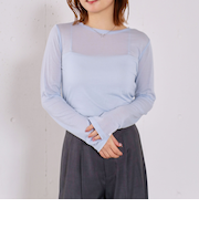 シアー天竺クルーネックトップス