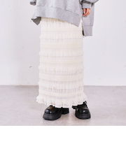 シャーリングフリルタイトスカート