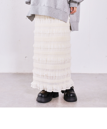 シャーリングフリルタイトスカート