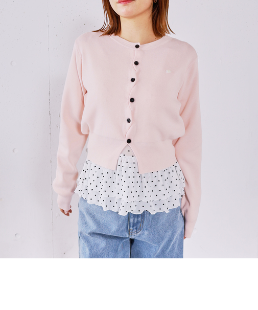 シェルプレートクロスボタンニットカーディガン