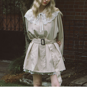 レースカラー付ミドルトレンチコート