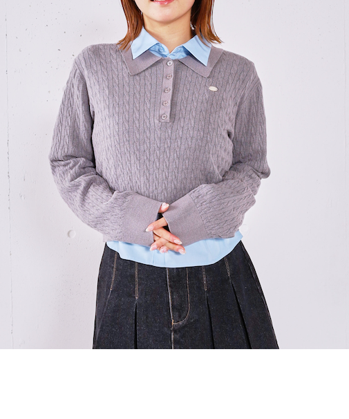 【アンチピリング】ケーブルポロニット×シャツＳＥＴ
