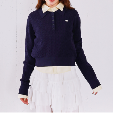 【アンチピリング】ケーブルポロニット×シャツＳＥＴ