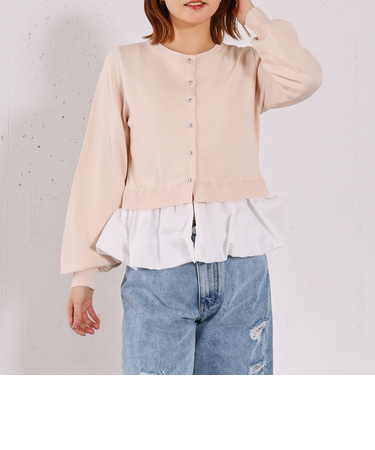 【アンチピリンク】ドッキングバルーンニットカーディガン