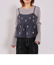 ビーズ刺繍ペプラムビスチェ×リブニットプルオーバーＳＥＴ