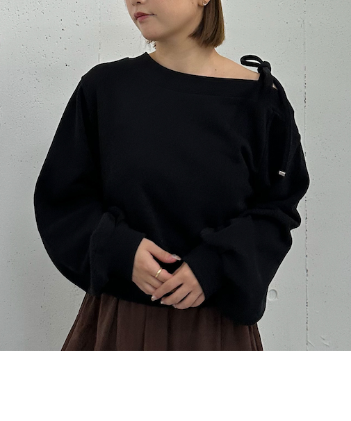 肩リボンワンショルスウェット/