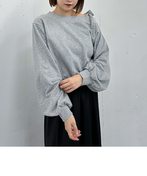 肩リボンワンショルスウェット/