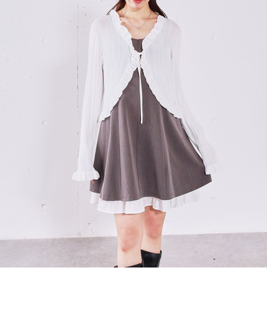 裾レイヤードミニキャミワンピース
