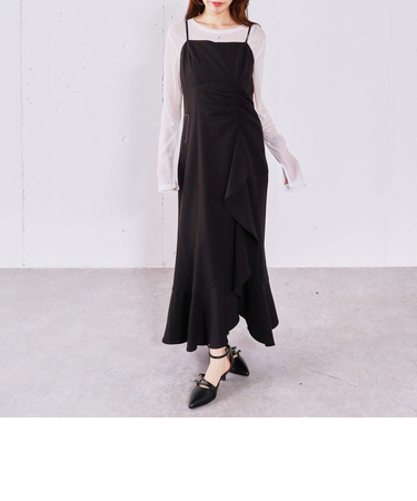 ラッフルチェックキャミワンピース