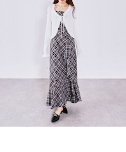 ラッフルチェックキャミワンピース