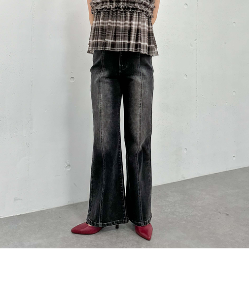 オーバーダイタイトフレアストレッチデニム