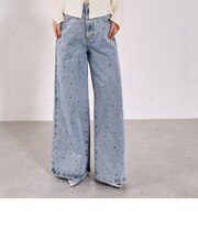 小花柄刺繍デニム