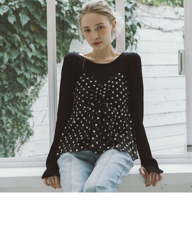 フラワー刺繍ビスチェ×リブニットプルオーバーＳＥＴ