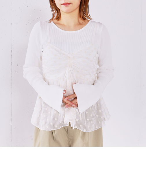 フラワー刺繍ビスチェ×リブニットプルオーバーＳＥＴ