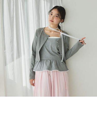 チョーカー付ドットアソートフリルカットアンサンブル