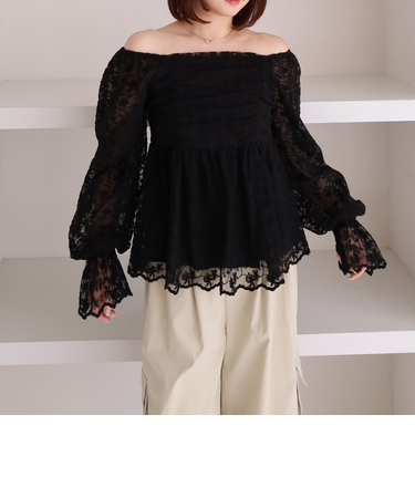 刺繍レース２ｗａｙオフショルブラウス