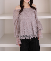刺繍レース２ｗａｙオフショルブラウス