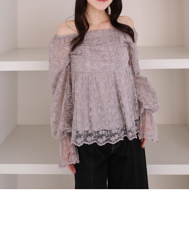 刺繍レース２ｗａｙオフショルブラウス