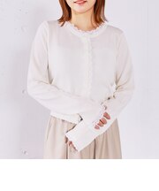 レースレイヤードニットカーディガン
