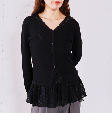 レイヤードレースＴＯＰＳ×ニットカーディガンＳＥＴ