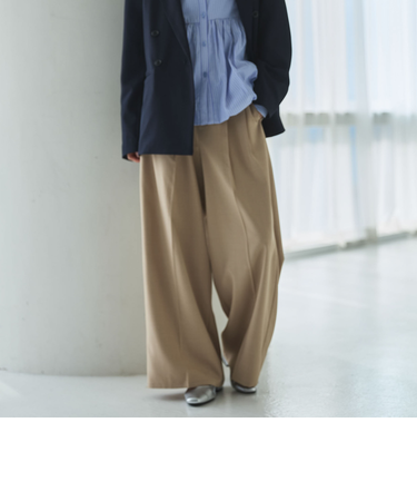 【ONかわ】ウォッシャブルベルト付きスラックス