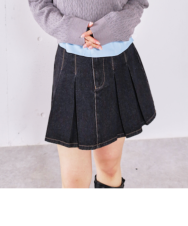 デニムプリーツミニスカート