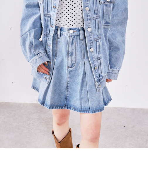デニムプリーツミニスカート
