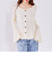 【ＯＮかわ】タックペプラムリブニットカーディガン