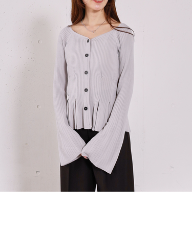 【ＯＮかわ】タックペプラムリブニットカーディガン