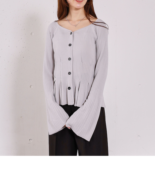 【ＯＮかわ】タックペプラムリブニットカーディガン