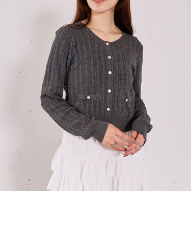 【ＯＮかわ】ランダムケーブル金ボタンニットカーディガン