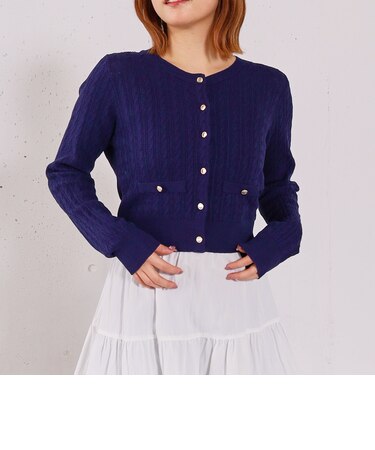 【ＯＮかわ】ランダムケーブル金ボタンニットカーディガン