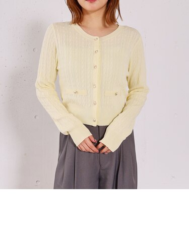 【ＯＮかわ】ランダムケーブル金ボタンニットカーディガン