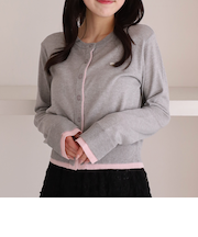 【ＯＮかわ】配色レイヤードニットカーディガン