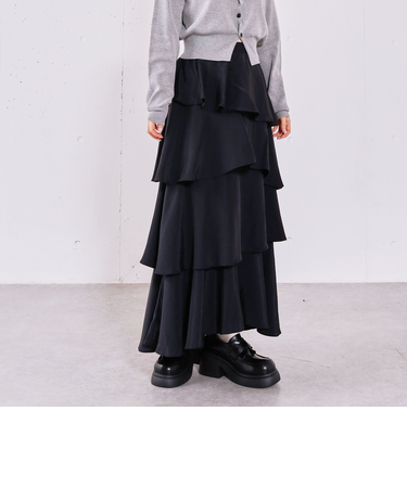 コットンライクフリルティアードスカート