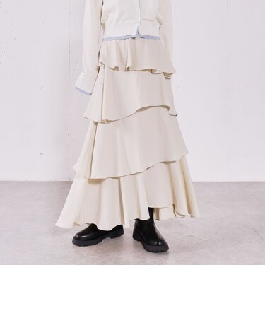 コットンライクフリルティアードスカート