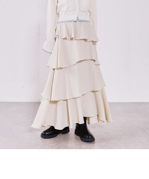コットンライクフリルティアードスカート