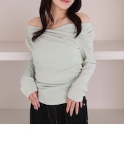 【ＯＮかわ】クロスタックドレープオフショルカットＴＯＰＳ