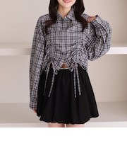 チェックショートドロストシャツ