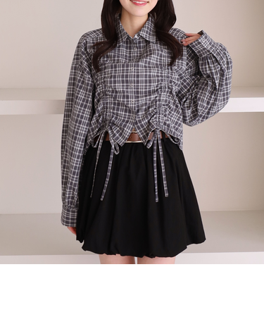 チェックショートドロストシャツ